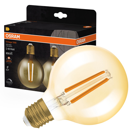2x LED Dekorative G80 Glühbirne E27 7.2W = 60W 806lm 2400K Warm 300° Dimmbar Vintage 1906 Osram