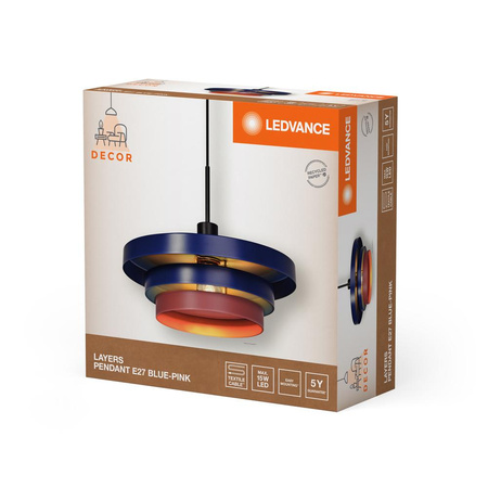 Dekorative Decke Pendelleuchte E27 Überhang Blau Rosa Dekor Ledvance