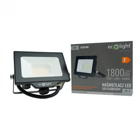 LED-Flutlicht Reflektorlampe 20W 1800lm 4000K Neutral IP65 NL-1 Ecolight