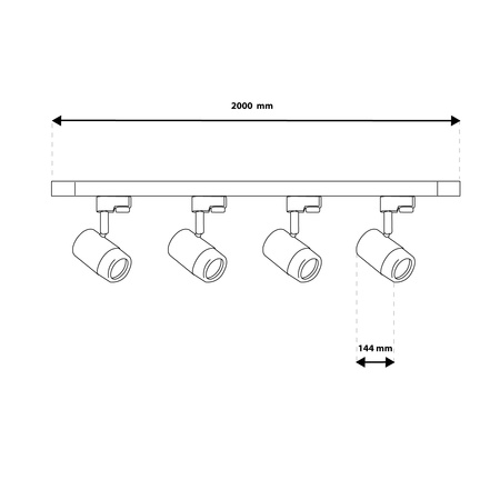 2m Stromschiene + 4x Schienenstrahler GU10 Weiß RITI LUMILED