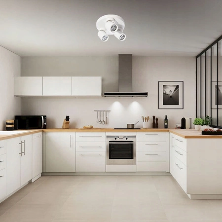 TIMO Decken-/Wandleuchte Wandleuchte Reflektor bewegliche Halogenleuchte 3 xGU10 weiß rund LVT