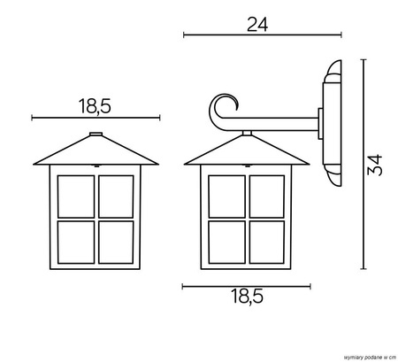 Außengarten-Fassadenlampe LED-WANDLAMPE Wenecja K 3012/1/KW E27 Su-Ma