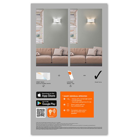 SMART+ WIFI Wandleuchte Smarte Wandleuchte 23W ORBIS SWAN 30 cmx15 cm WEISS LEDVANCE