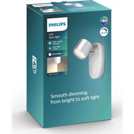 LED STAR Deckenleuchte 4.5W 2700K Dimmbarer Reflektor Bewegliche Leuchte Aluminium PHILIPS