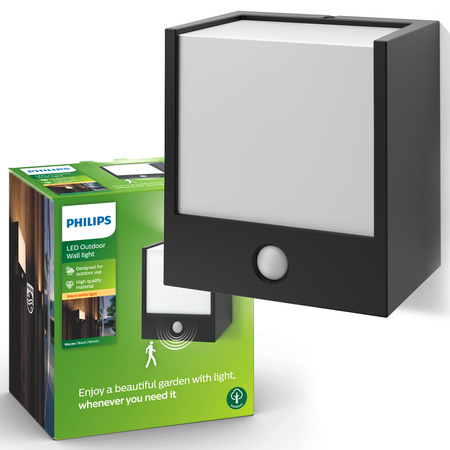 Gartenlampe LED Wandleuchte MACAW IR myGarden 3,5W 2700K IP44 mit Bewegungssensor Schwarz PHILIPS
