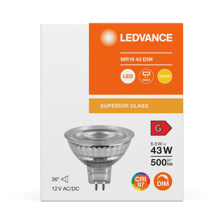 LED Lampen MR16 GU5.3 3.6W = 20W 230lm 2700K Warmweiß 12V FILAMENT DIMMABLE LEDVANCE