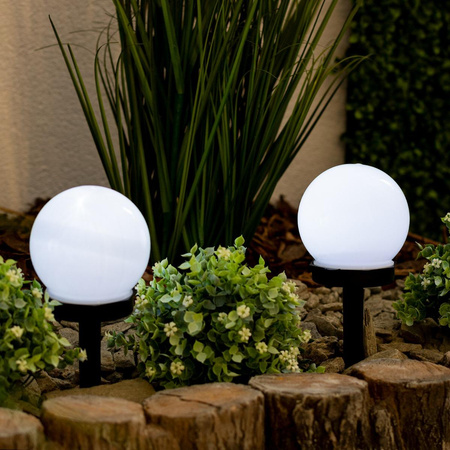 Solar-LED-Lampe, Solar Gartenleuchte 10cm Kugelleuchte Weiße ATRIS LUMILED
