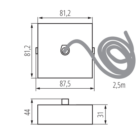 Kabel für LED-Linearleuchte Silber 2,5m ALIN Kanlux