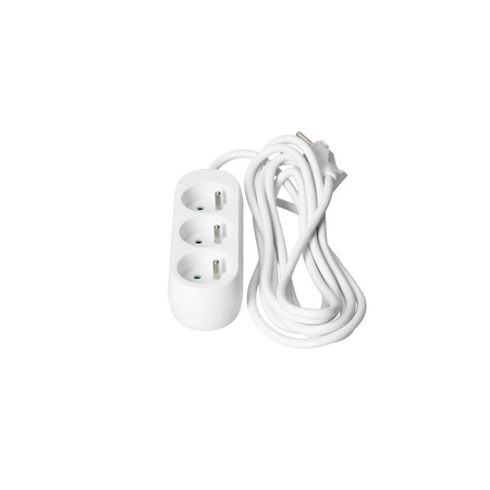Netzverlängerungskabel Stecker 3 x geerdete Steckdose Steckdosenleiste 3m Weiß Linea Kobi