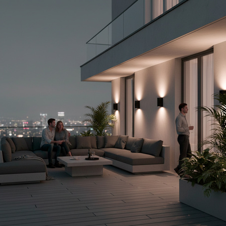 Wandleuchte Außen 2x GU10, Garten-Wandleuchte Schwarz ALLIUM LUMILED