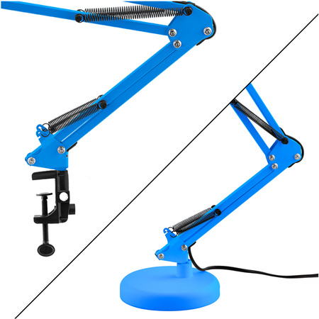 Schreibtischlampe E27, Zeichentisch-Schreibtischlampe mit Tischklemme Blau TOBI LUMILED