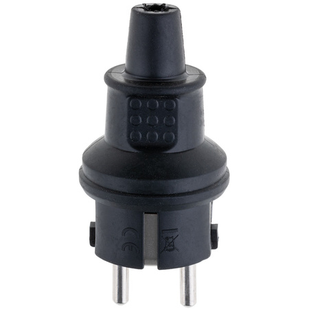 Gummi-Stromstecker 16A 230V IP44 hermetisch für MINI Uni-Schuko-Kabel