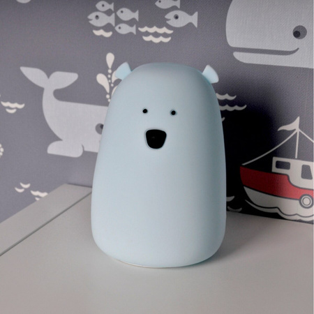 LED RGB dekoratives Nachtlicht mit wiederaufladbarer Batterie Bär blau GOLDLUX (Polux)