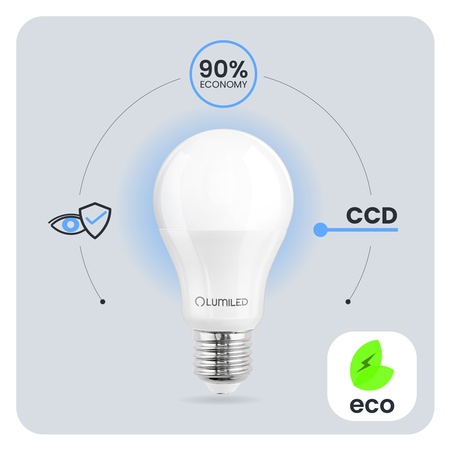 6x LED Lampen E27, Glühbirne A60 13W = 100W 1521lm 260° 3000K warm LUMILED