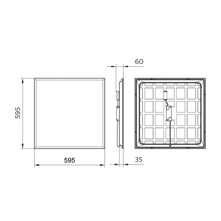 LED-Einbaupanel 36W 4000k 3200lm 60x60 cm UGR19 Weiß CASETON Projectline OC PHILIPS