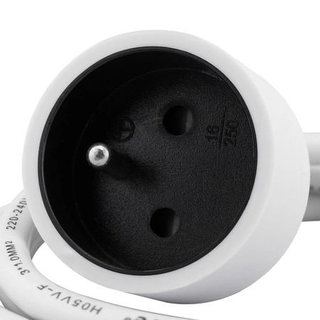 Stromverlängerungskabel Stecker - Steckdose mit Erdung 5m 3x1,5mm 16A Weiß ECOLIGHT