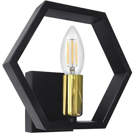 Wandleuchte Außenfassadenleuchte E14 Schwarz Gold Honig Sanico Goldlux