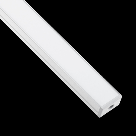 Eloxiertes Aluminiumprofil für LED KM35 Silber Aufbau 2m + undurchsichtige Abdeckung + Endkappen
