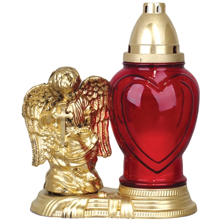 4xGlaskerze mit Engeleinsatz 28h ganzjährig 23,5cm