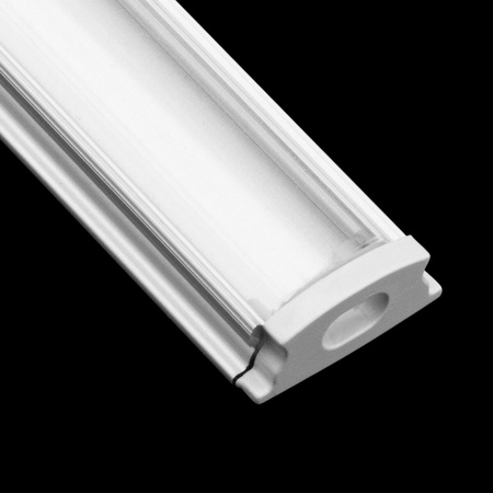 Anodisiertes Aluminium LED-Profil KM24 mit Klarglasabdeckung und Endkappen, 1m Silber LUMILED