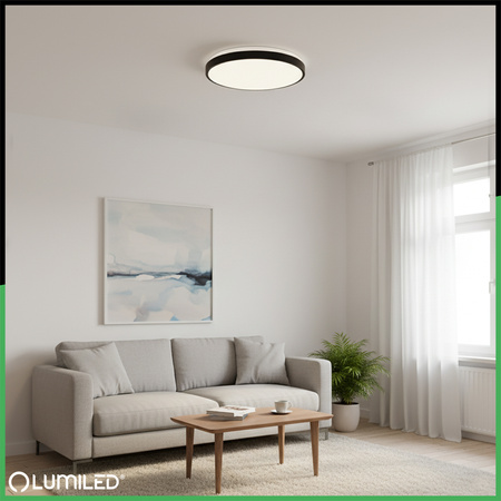 LED Decke Plafond Aufputz 36W 4000K CELIS Rund IP44 Schwarz Ring ALS LUMILED