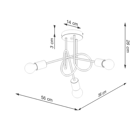 Deckenleuchte Kronleuchter Spider Pendelleuchte 3x E27 Naturholz Schwarz Glut Pfirsich Puff SL.1477 Sollux