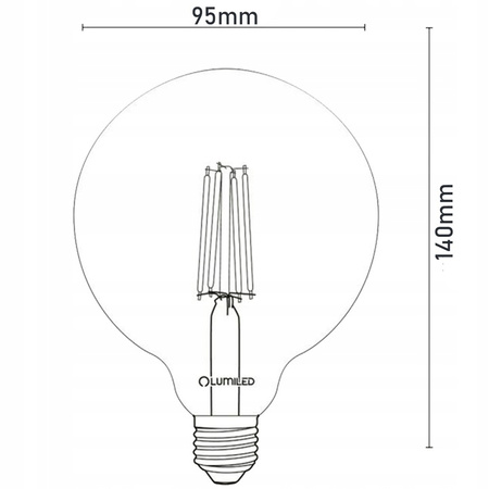 LED Lampen E27, Glühbirne G95 8W = 75W 3000K warm Globe Milch Glühfaden LUMILED