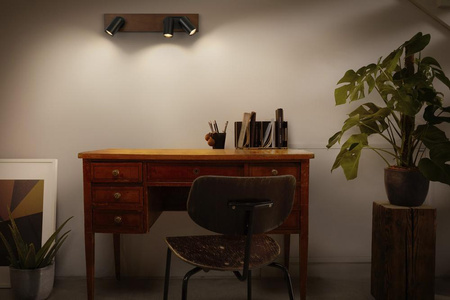 LED-Wand-Deckenleuchte LED-Reflektor 3-Punkt Dekoratives Holz 41W GU10 Schwarz LEDVANCE