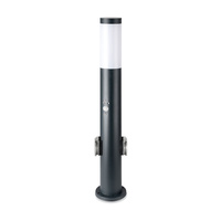 Gartenlampenmast E27 IP44 Mit Bewegungssensor und Gartensteckdosen 60CM Grau VT-838 V-TAC