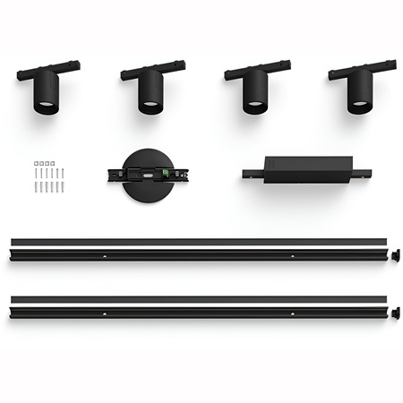 Perifo Lighting Rail Kit 2m + 4x LED-Strahler 20.8W CCT RGB Philips HUE Bluetooth Schwarz
