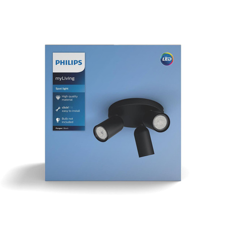 LED PONGEE Deckenleuchte 3x GU10 Reflektor Moving luminaire Schwarz PHILIPS