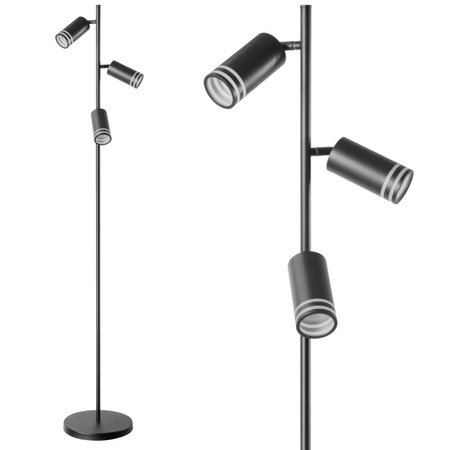 Stehende Stehleuchte 3x GU10 Schwarz ROMA Sanico Goldlux