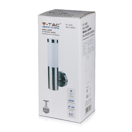 Gartenlampe Elevation Fixture Wandleuchte E27 Milchiger Schirm VT-833 V-TAC