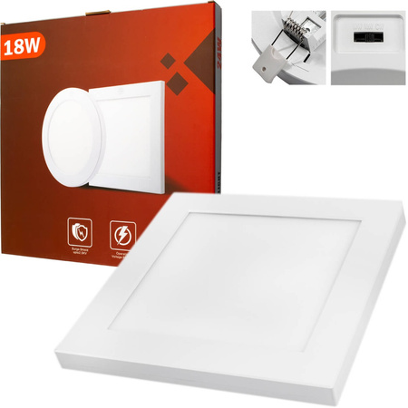 DECKENPANEEL LED 18W 1620lm Quadratischer Aufputz-Einbaustrahler in 3 FARBEN