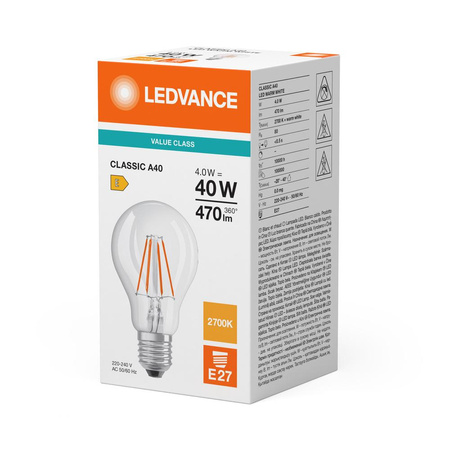 LED Lampen A60 E27 4W = 40W 470lm 2700K Warmweiß FILAMENT LEDVANCE