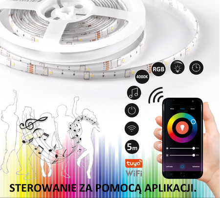 LED-Streifen 230V 16W RGB Neutral IP65 WIFI Smart TUYA 5m