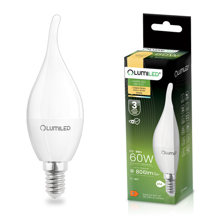 Lampen E14, Glühbirne BA35 8W = 60W 806lm 3000K 180° warm LUMILED
