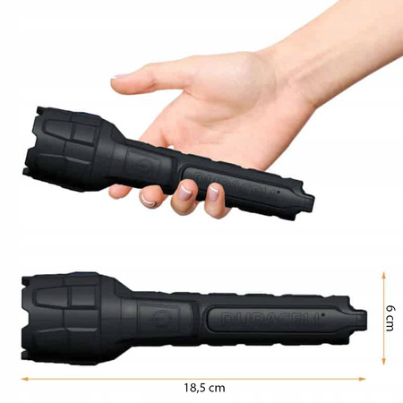 Gummi-LED-Taschenlampe taktische Handbatterie 2 x AA 100lm DURACELL