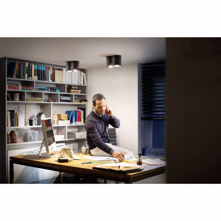 LED Spot Pillar Schwarz 2x4.2W CCT PHILIPS HUE Bluetooth Zigbee Deckenleuchte + Dimmschalter