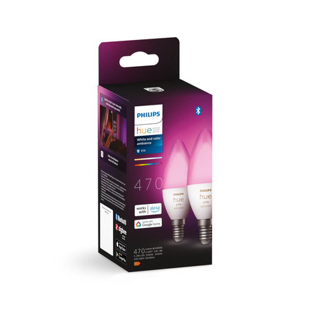 2PAK LED-Glühbirne Kerze E14 B39 5.3W CCT RGB PHILIPS HUE Weiß & FARBE Ambiente Bluetooth Zigbee