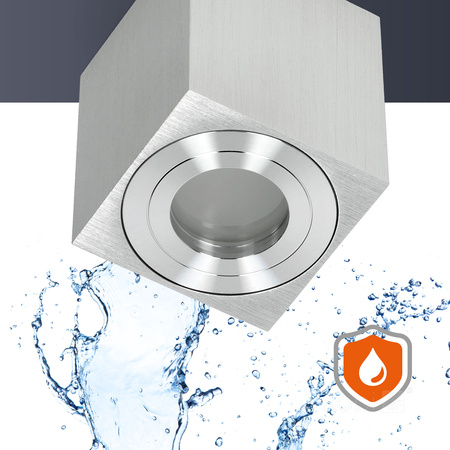 Aufbauleuchte HALOGEN Wasserdicht Aluminium SPOT TUBE 95mm IP44 Chrom AQUARIUS SQUARE Kobi