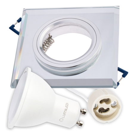 Set Leuchte GLAS FIXED HALOGEN TRANSPARENT+LED GU10 6W 3000k