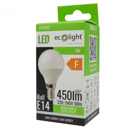 LED-Lampe Kugel P45 E14 5W 450lm 3000K warmweiß Ecolight