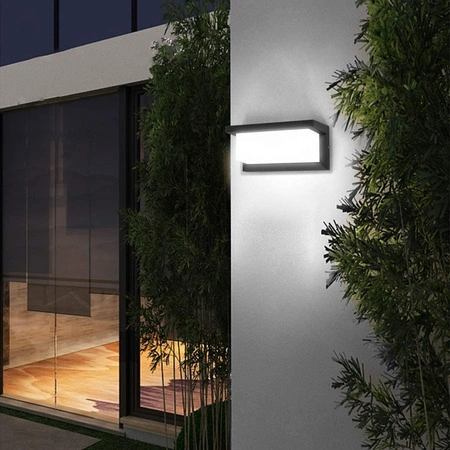 Gartenlampe LED-Wandleuchte 12W architektonische Leuchte rechteckig Lagos Schwarz mit Bewegungssensor