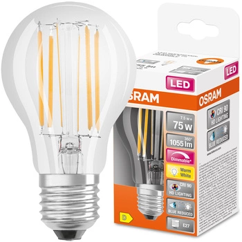 LED-Lampe E27 A60 7.5W = 75W 1055lm 2700K Warm 300° CRI90 Glühfaden Dimmbar OSRAM SUPER STAR+