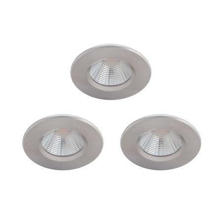 3x LED-Halogen-Einbauleuchte DIVE 5.5W 2700K 350lm IP65 Rund Satin Dimmbar PHILIPS