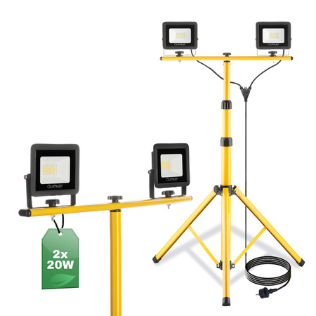 ZUNA LED Fluter 2x 20W Lampe + Stativ + Netzkabel 4000K