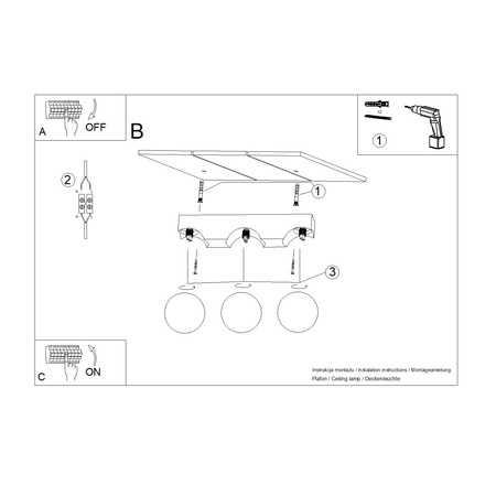 Deckenleuchte 3x G9 Naturholz BULBO Peach Puff SL.1684 Sollux
