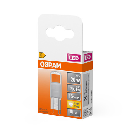 LED-Kapsel-Glühbirne G9 1,8W = 20W 200lm 2700K Warm 320° LED PIN Osram