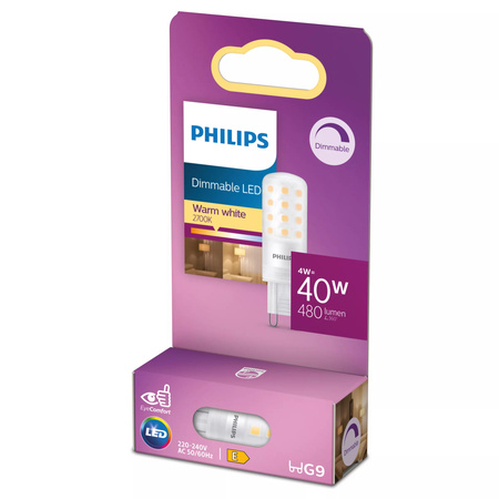 LED-Lampe G9 Capsule 4W = 40W 480lm 2700K Warm 320° Dimmbar Philips